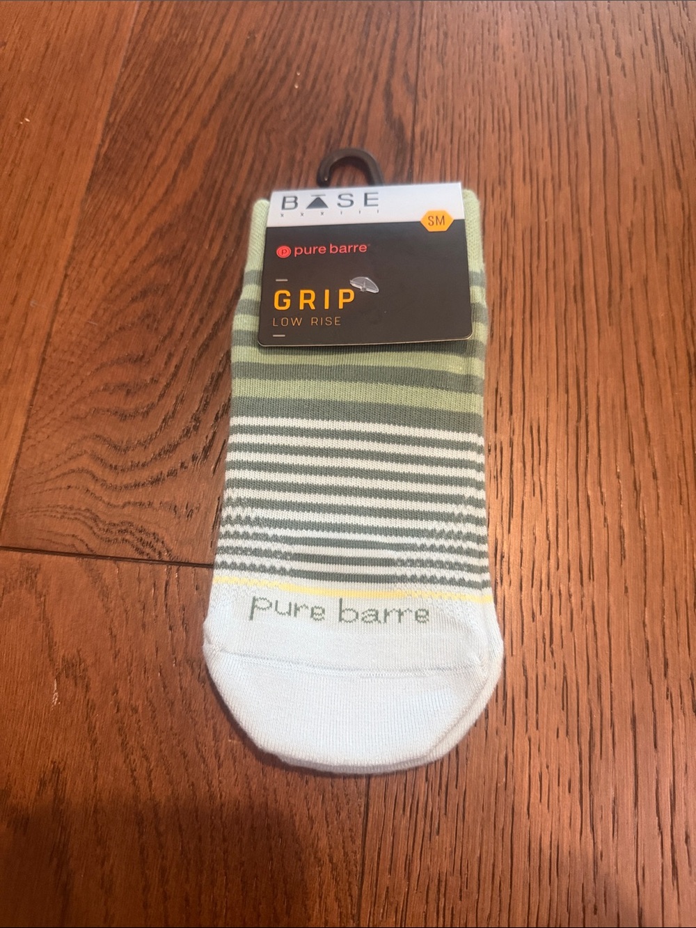 Pure Barre Olive & White Low Rise Grip Socks